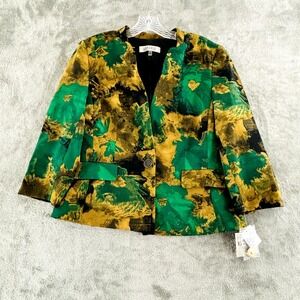 Kasper Toulouse Evergreen Multi color Blazer Womens 8 One Button‎ Lined New